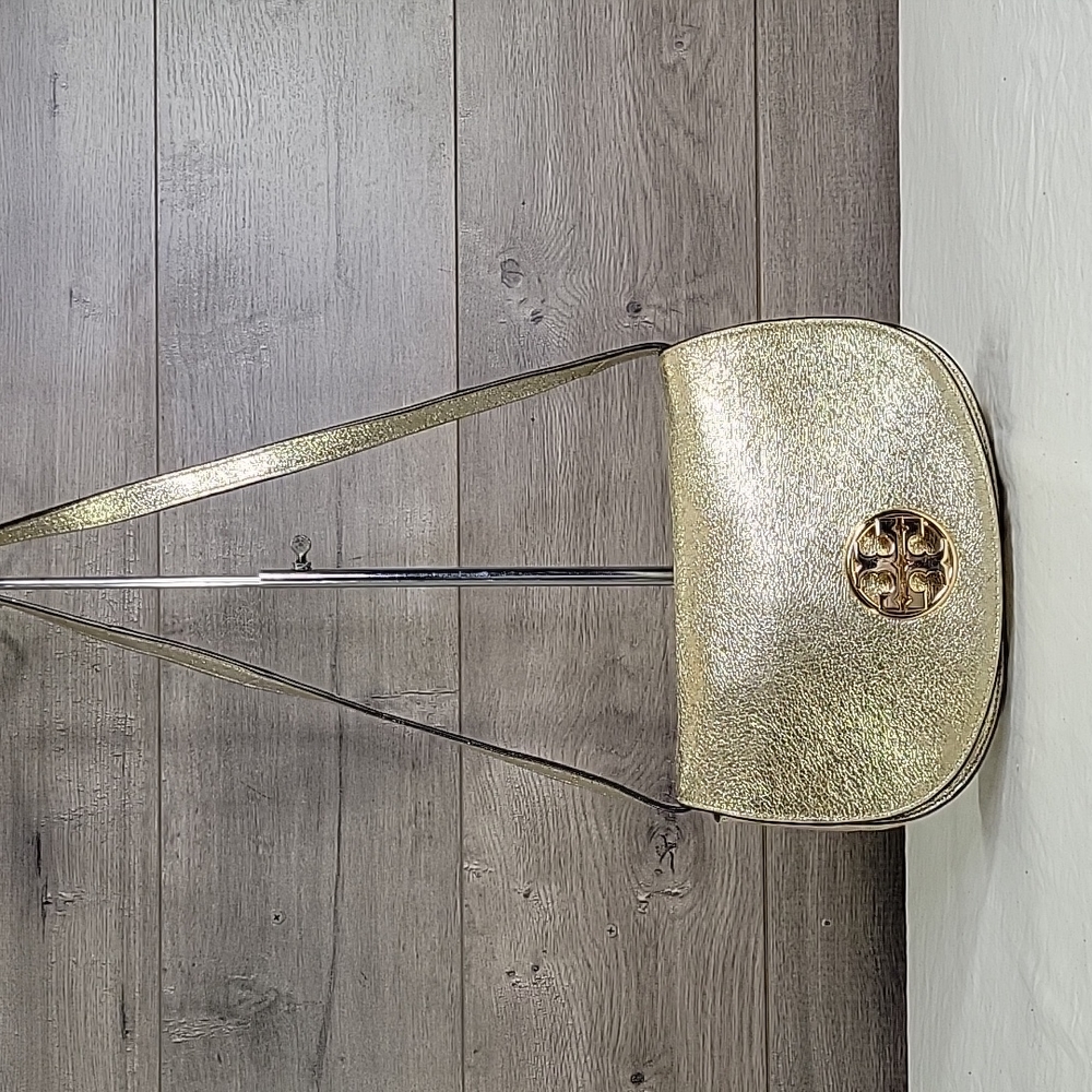 Tory Burch Metallic Gold Leather Crossbody Shoulder Bag